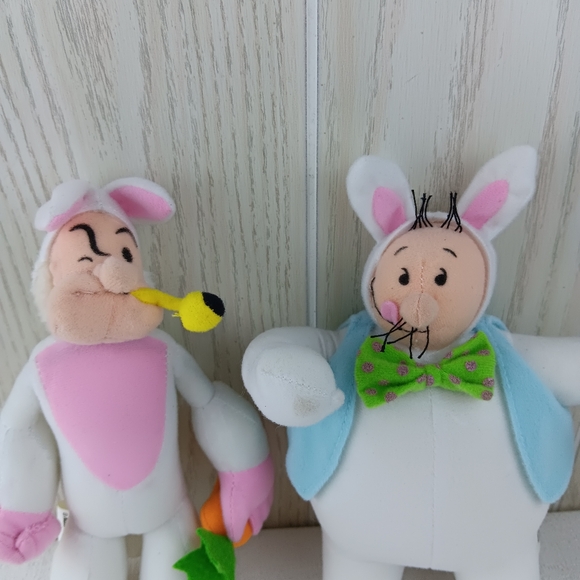 Popeye's Popeye An Wimpy As Bunny Rabbit plush 12" basket w hamburger plush 2004 - Picture 2 of 15